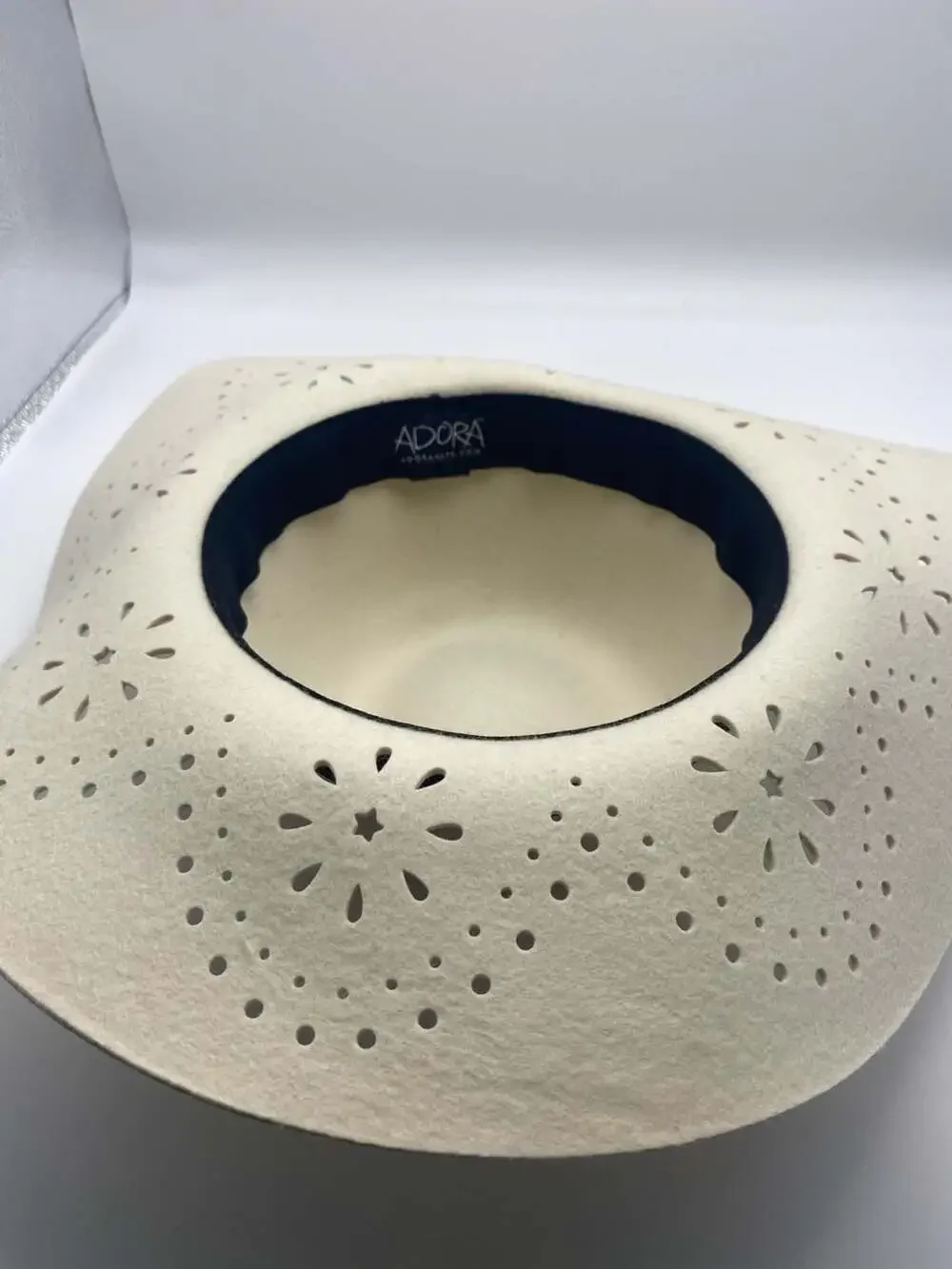 Adora Felt Sun Hat with Perforated Brim and Burgundy Band (hats)